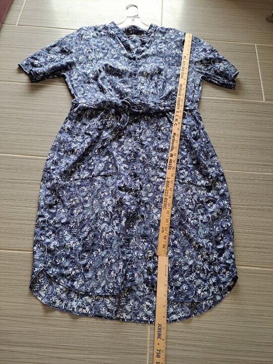 Lauren Ralph Lauren Linen Floral Shirtdress Tie Waist Blue Plus Size 14 Women's - Picture 12 of 12